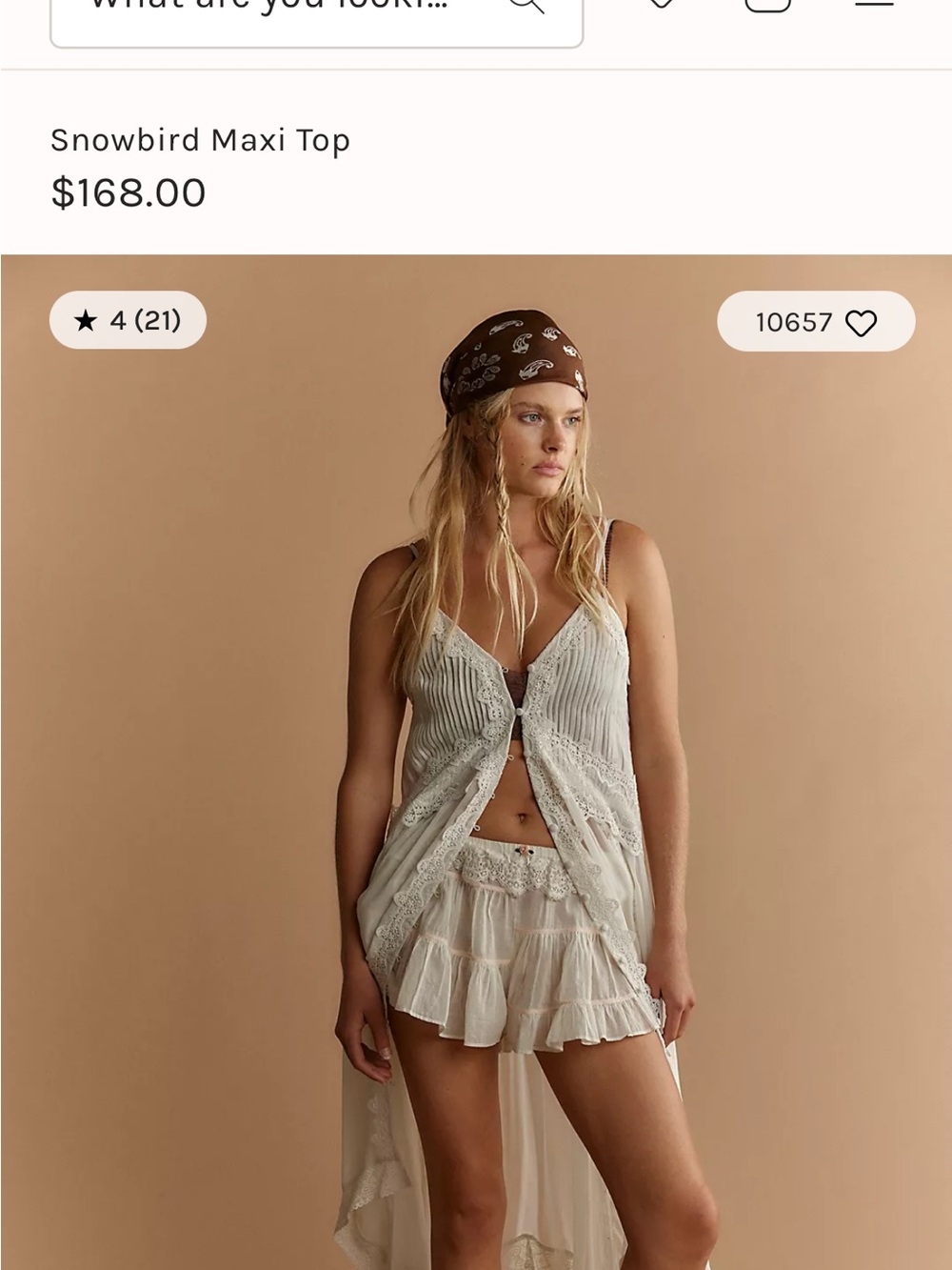 Free People Cream Lace Snowbird Maxi Top NWOT